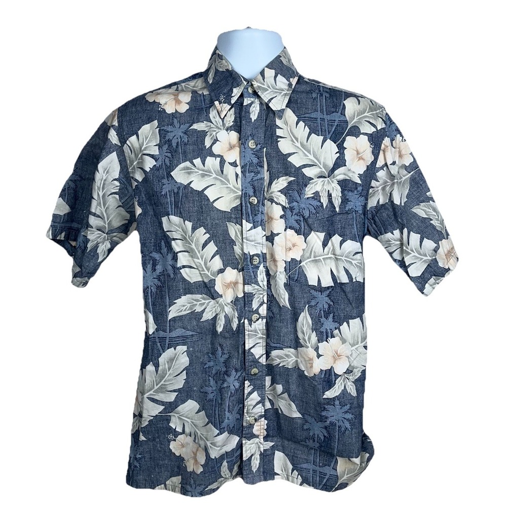Go Barefoot Reverse Print Floral‎ Hawaiian Aloha Shirt Men's Medium